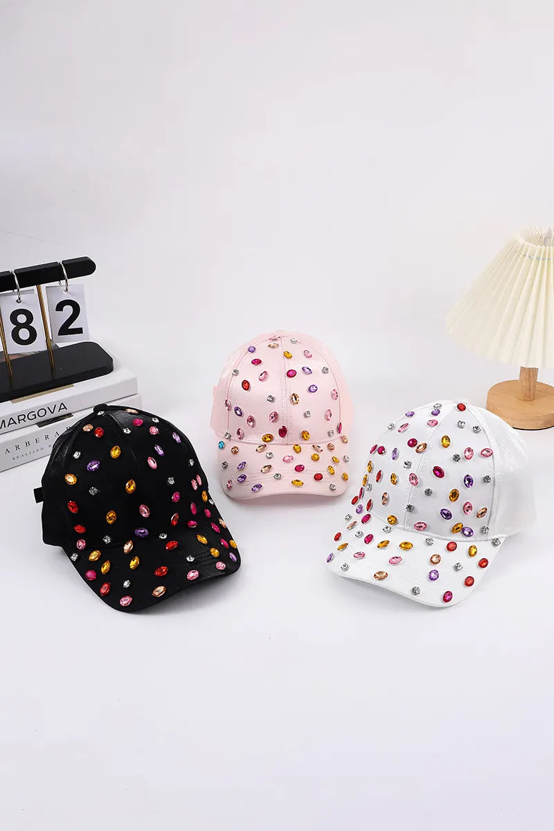 Women's Fashion Multicolor Rhinestone Baseball Cap