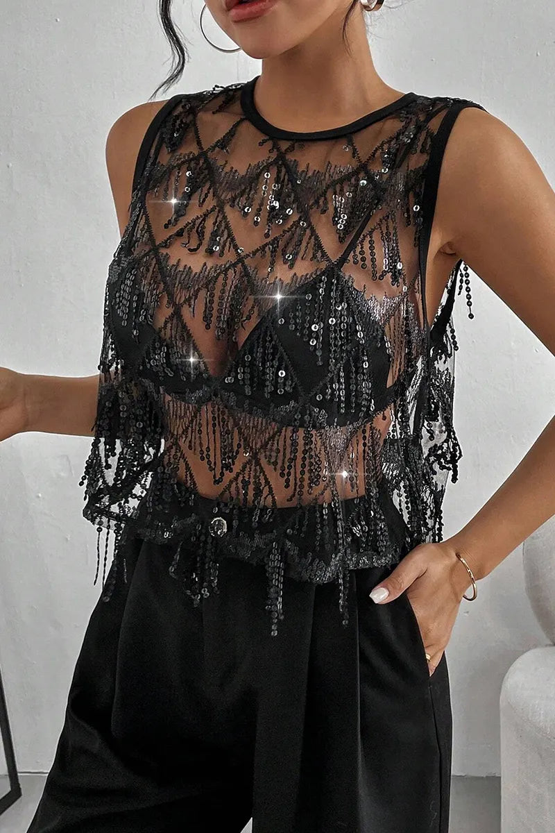 Women's Casual Fringed  Vest Top