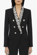 Women Black 2 Piece Suit With Designer Glass Stone Work./two piece suit/Womens Suit Set/Wedding Suit/ Women’s Coats Suit Set.