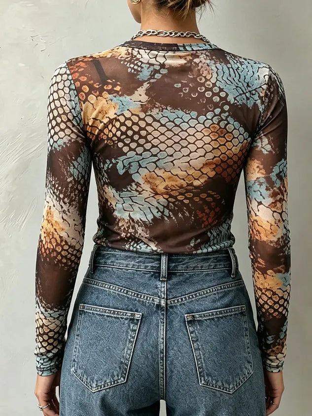 Casual Snakeskin Crew Neck T-shirt
