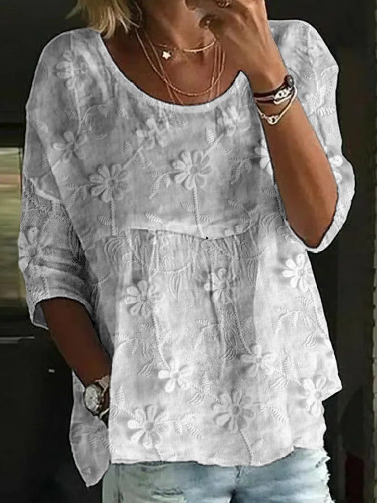 Women's Retro Floral Print Top