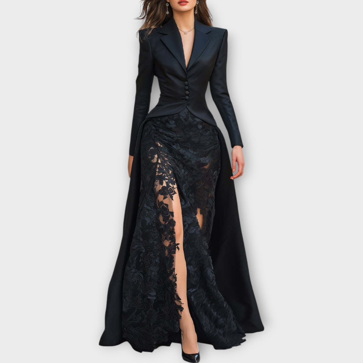 Luxe Satin Lace Gown