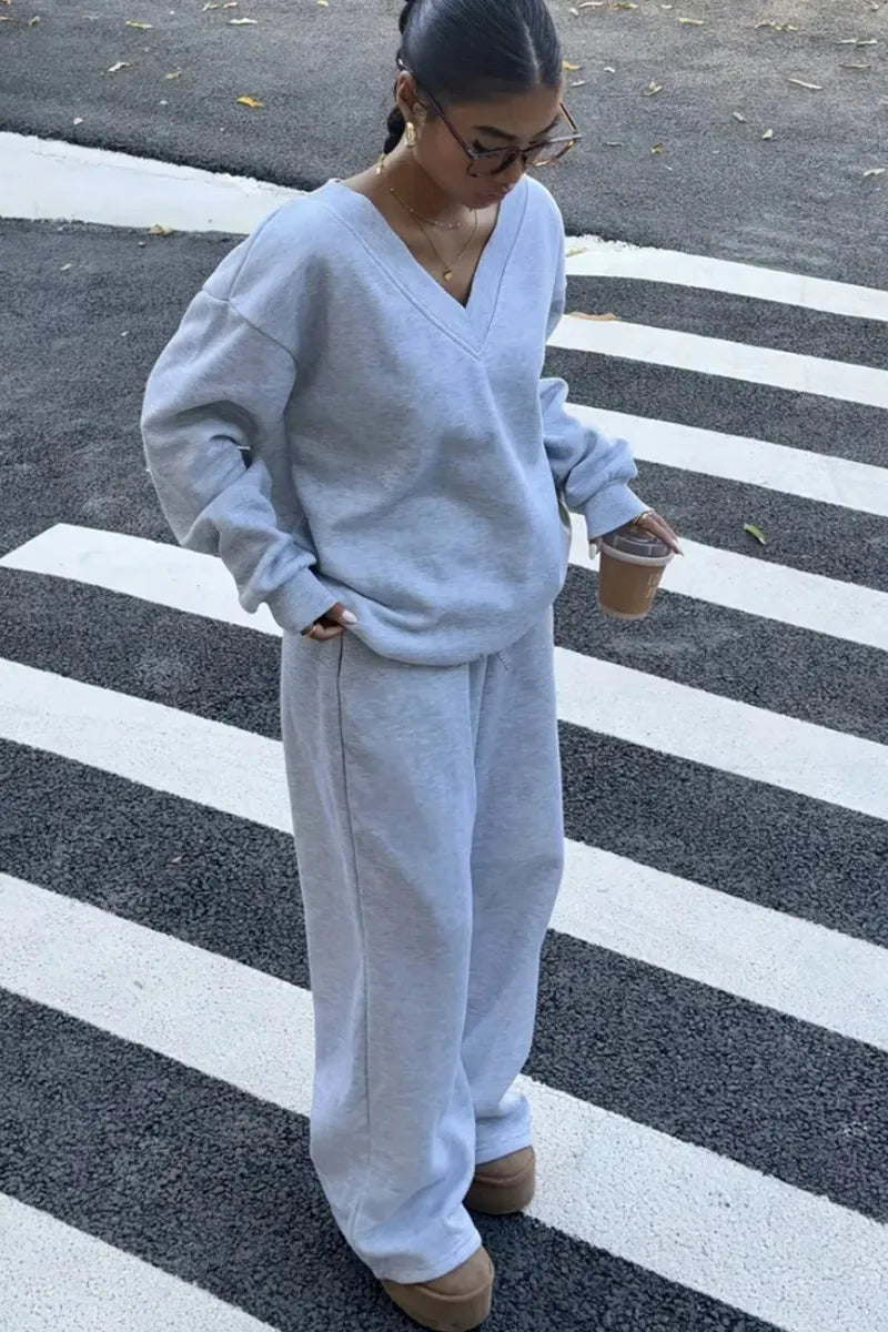 Women's Retro Long-Sleeve Oversized Hoodie Set