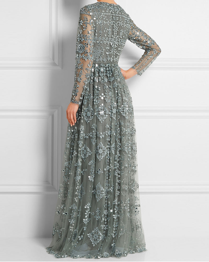 Embroidered mesh maxi dress-01