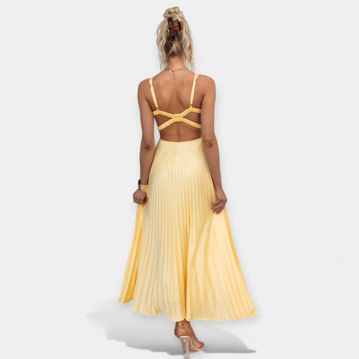 Open Back Yellow Maxi Dress