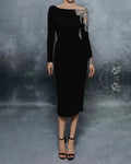 Ladies Casual Elegant Sexy Rhinestone Dress - 01