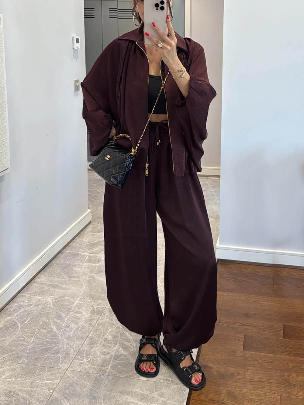 Elegant Satin Bomber Loose Bloomers Pants