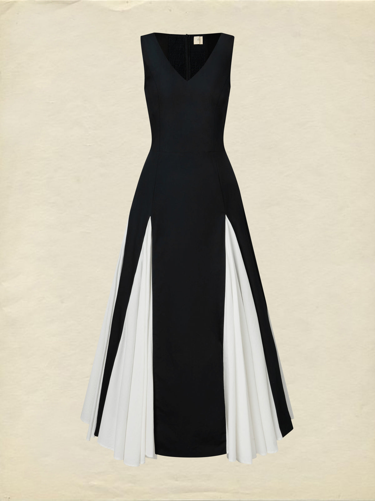Maxi Cotton Dress, Sleeveless, V Neck, Plain, French Vintage, Black