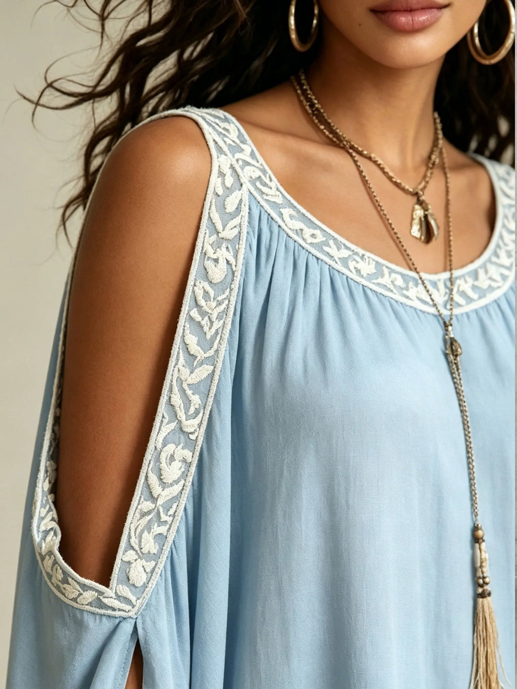 Womenâs Elegant Vocation Round Neck Loose Batwing Sleeves Maxi Dress
