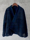 Japanese Traditional Sashiko Art Fleece Kimono Cardigan