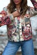Women's Collar Printed Casual Jacket