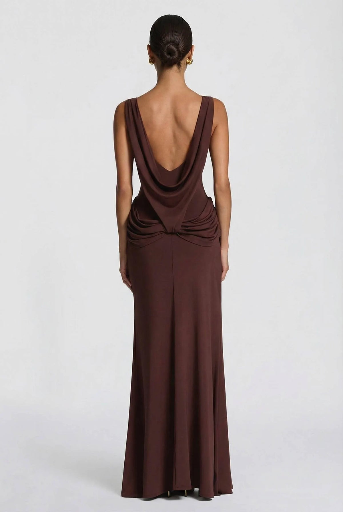 Pleated Design Slit Maxi Dress