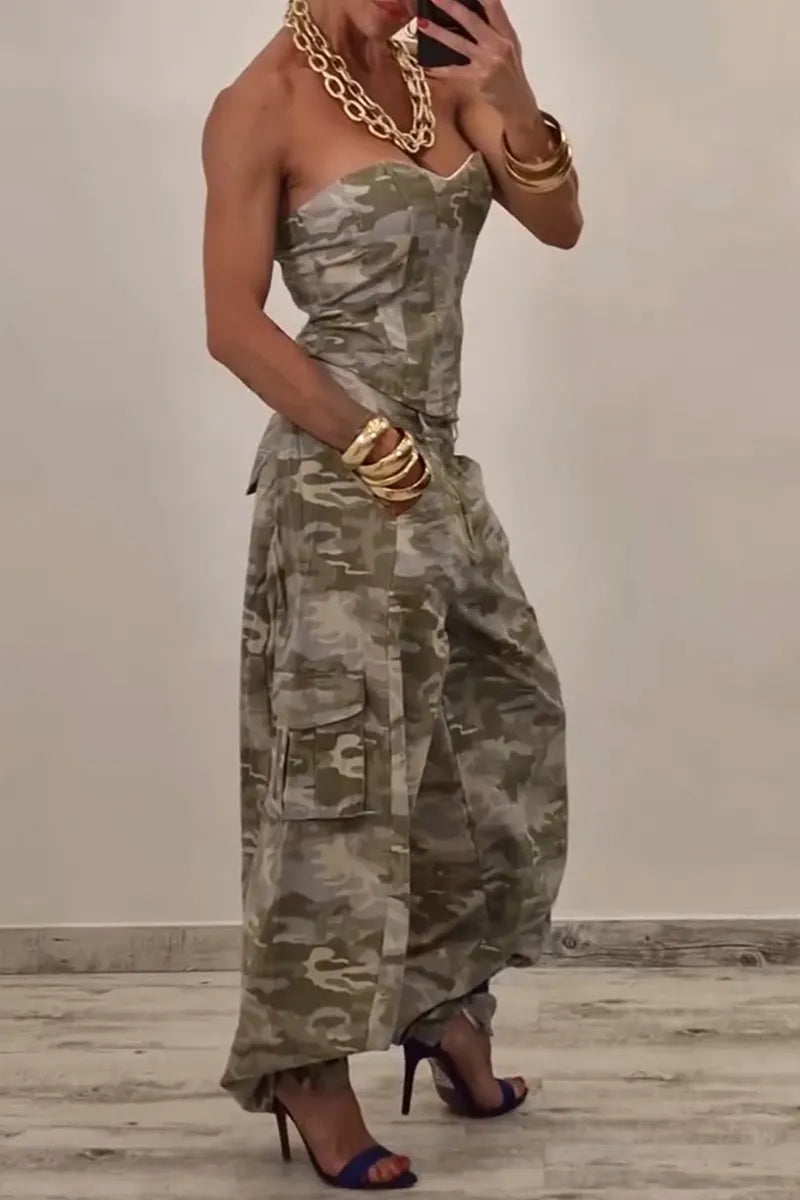 Women's Casual Camo Bustier or Cargo Pants