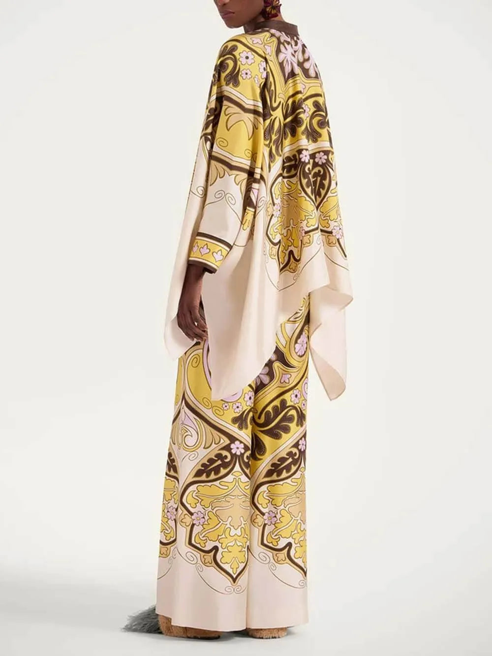 Unique Print Elastic Waist Loose-Fit Pocket Wide-Leg Pants
