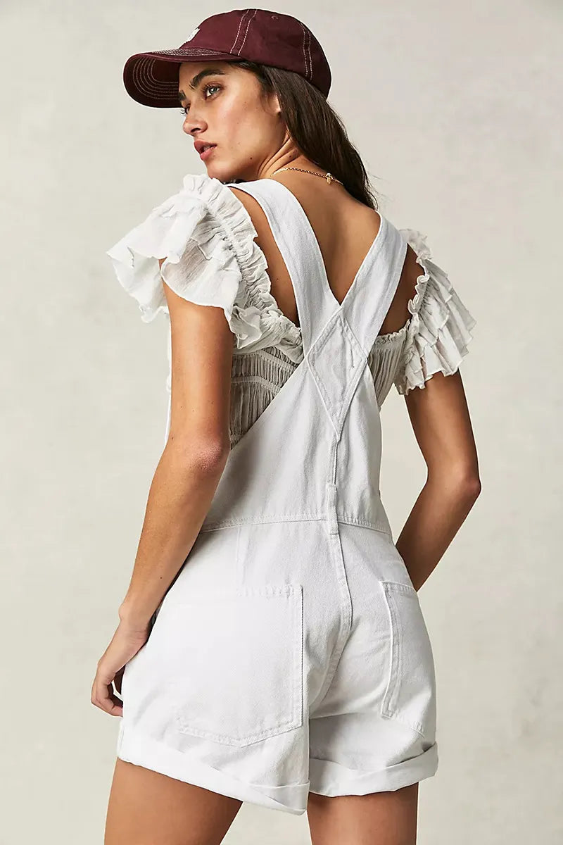 Relaxed Multi Pocket Denim Overalls For Women