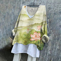 Vintage Flowers Art Linen Blend Tunic