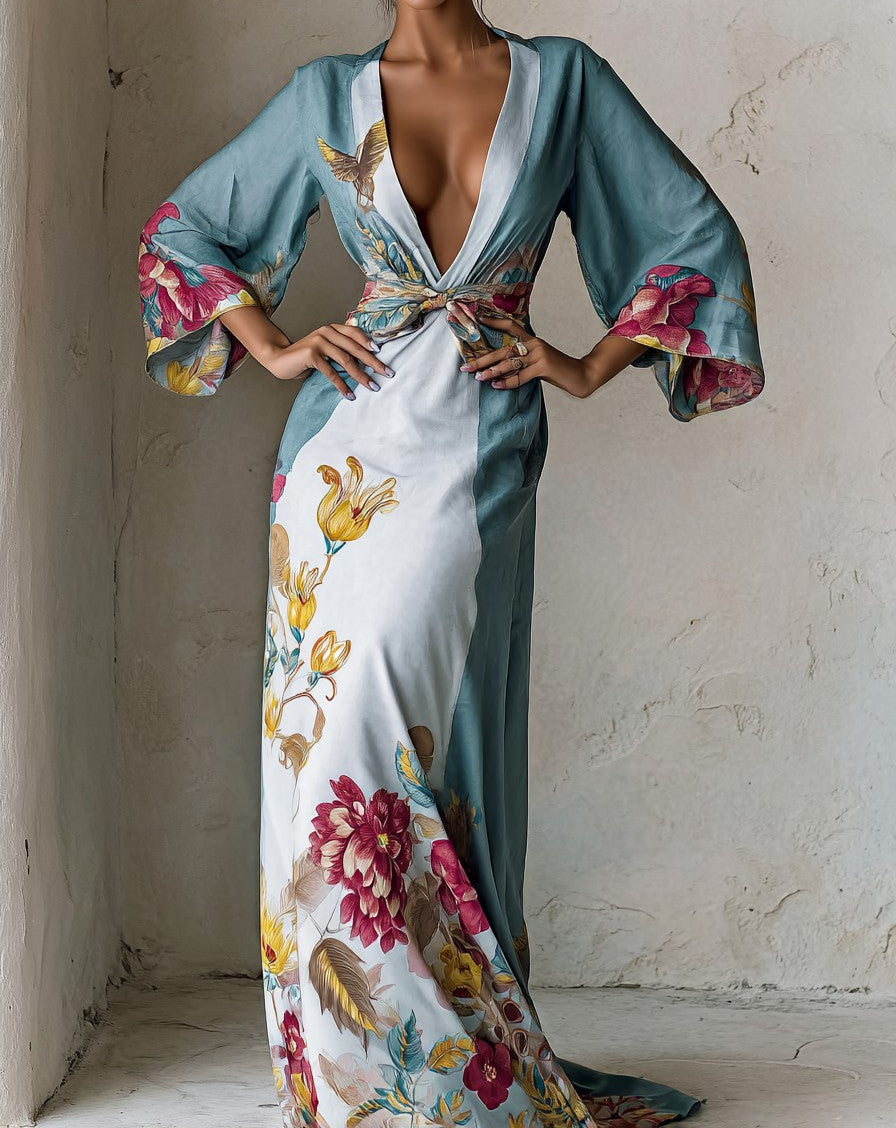 Women's Elegant Vintage Printed Robe