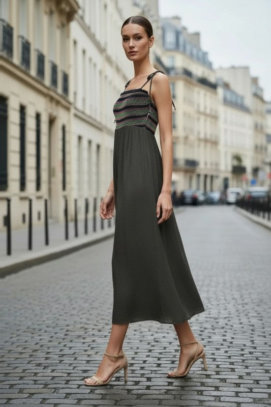 Multi-Color Smocking Maxi Dress