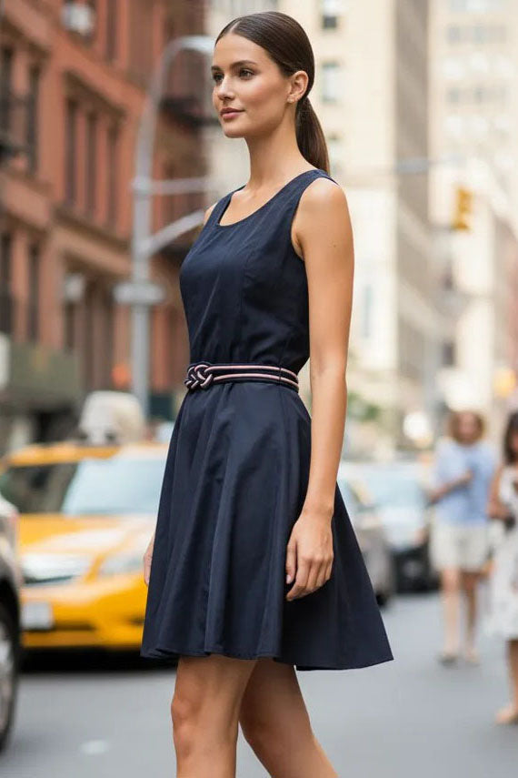 Flare Dress with Twisted Rope Belt