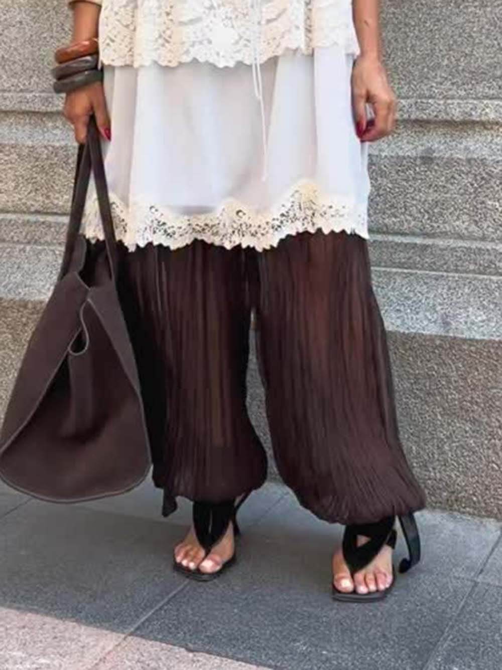 Bohemian Ruched Loose Lantern Pants