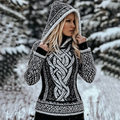 Women's Viking Style Knitted Jacquard Hooded Sweater