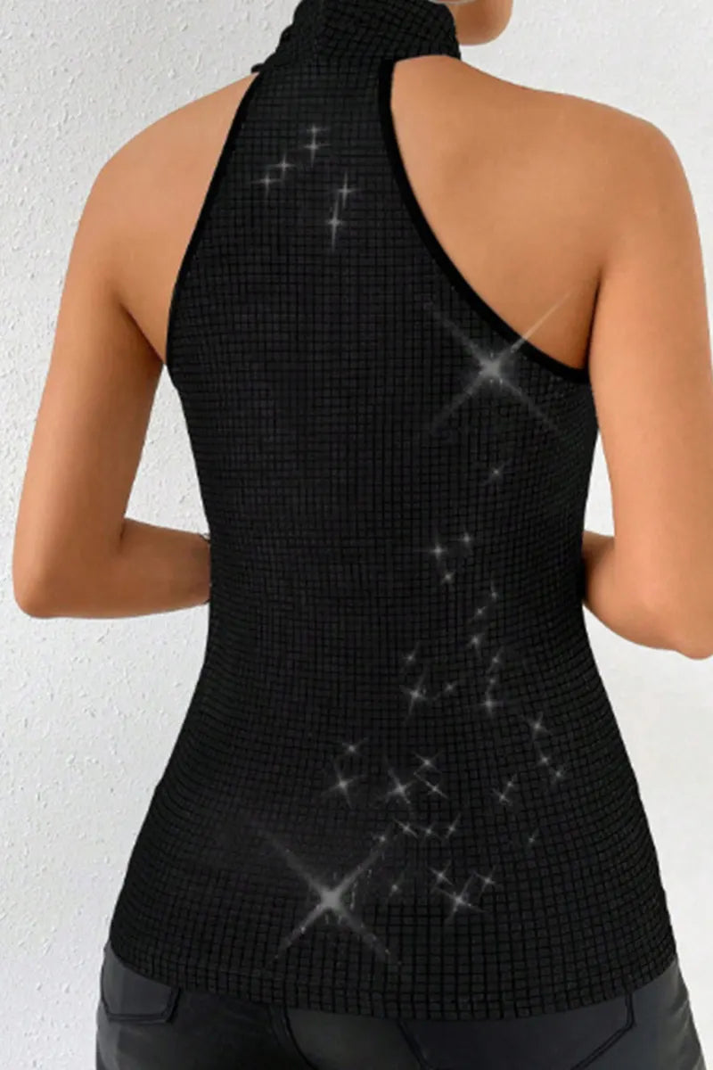 Women's Sequin Bustier Halter Neck Off Shoulder Tops