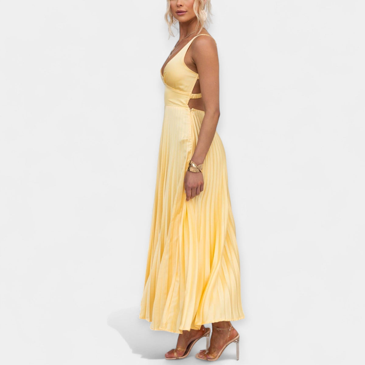 Open Back Yellow Maxi Dress