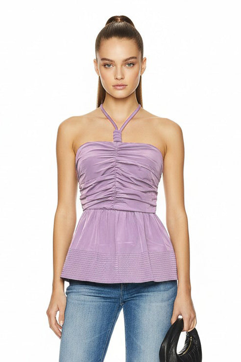 CORD DETAIL HALTER STITCH TOP
