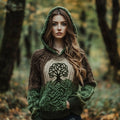 Women's Celtic Tree Of Life Ombre Pocket Hooded Sweater