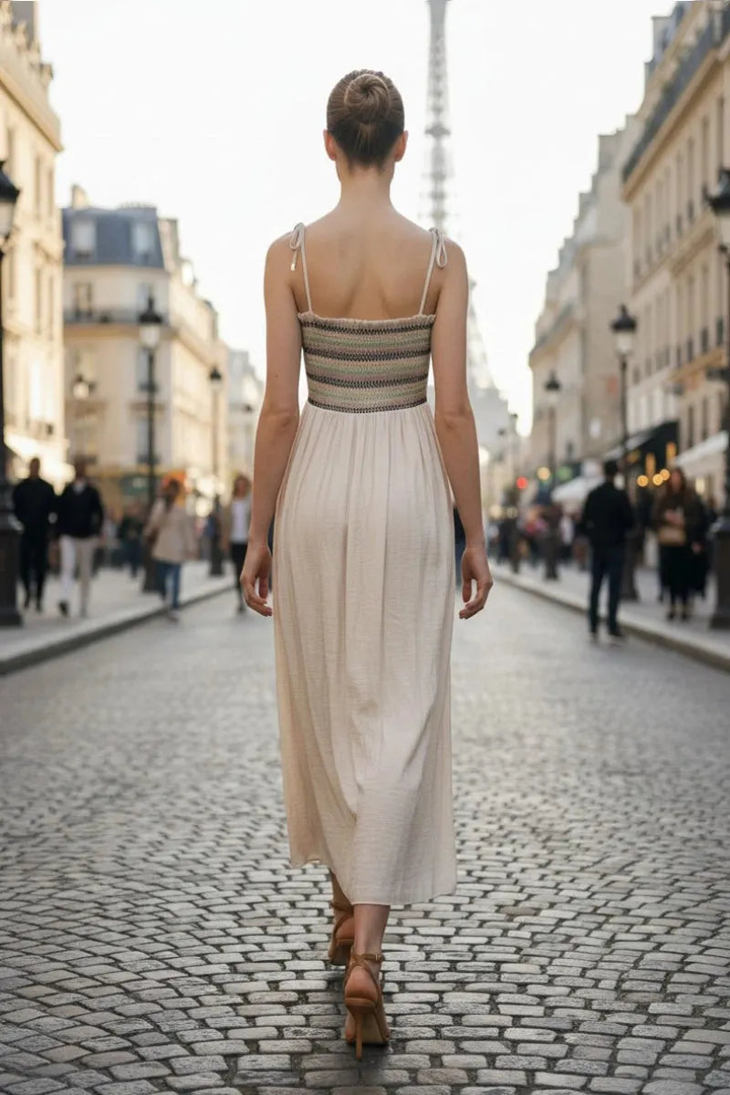 Multi-Color Smocking Maxi Dress
