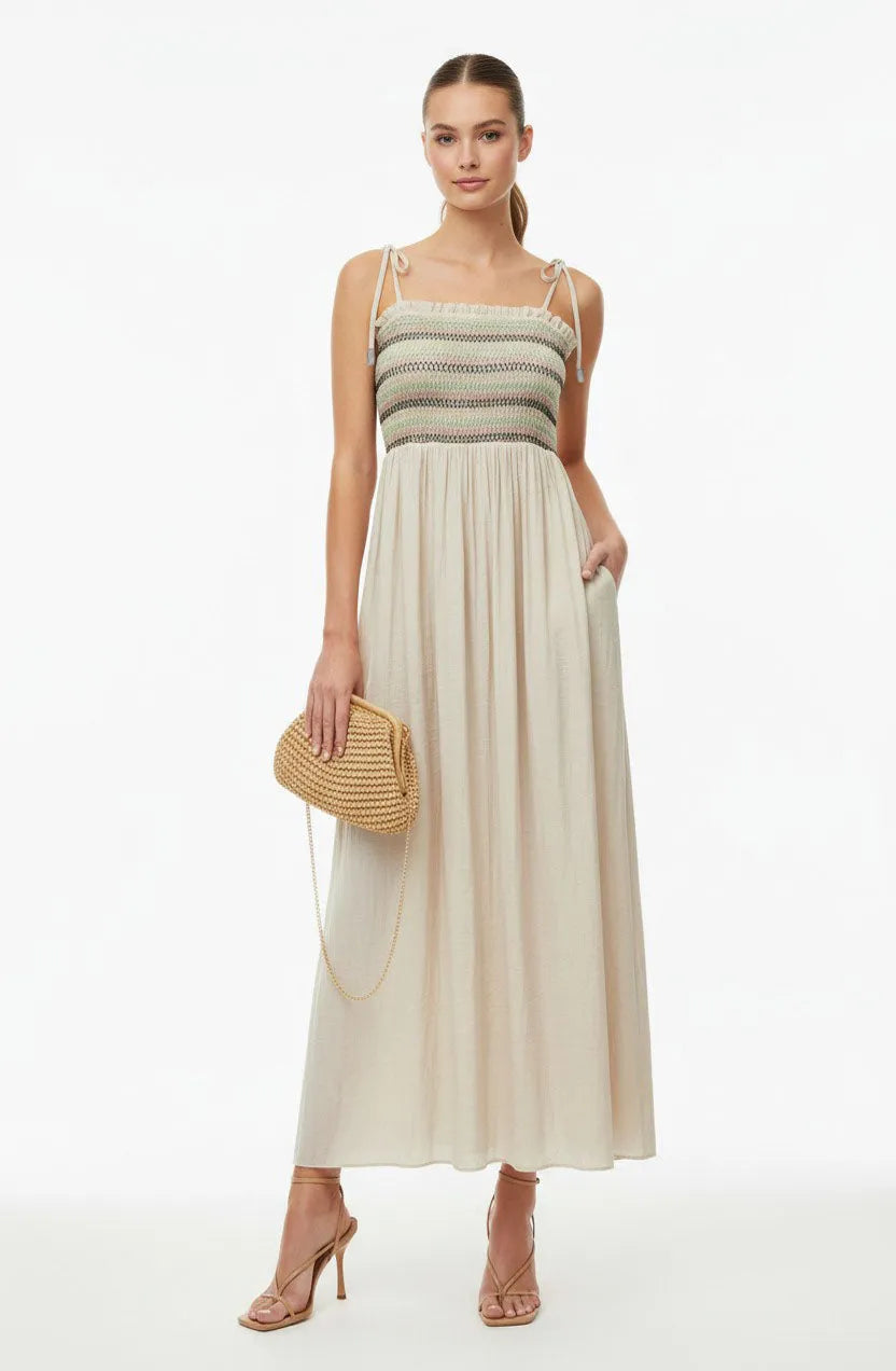 Multi-Color Smocking Maxi Dress