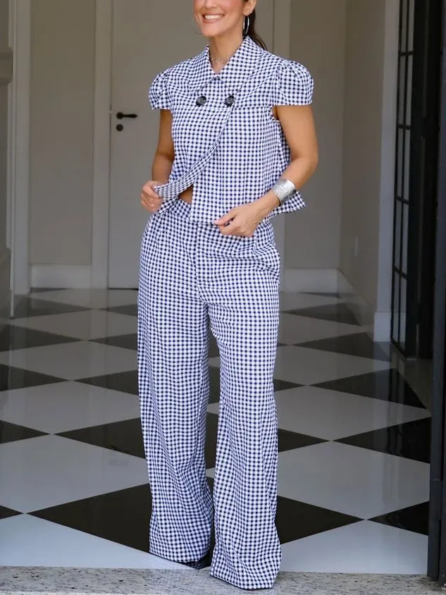 Casual Plaid Straight Pants