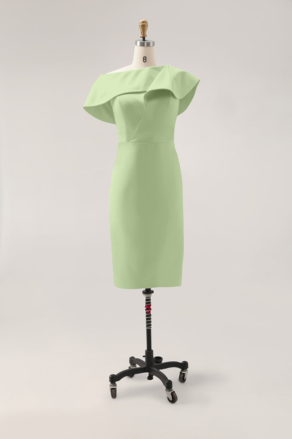 Daily Sage Green Dress Lotus Leaf Sleeve Asymmetrical Layered Bodycon Midi Dress