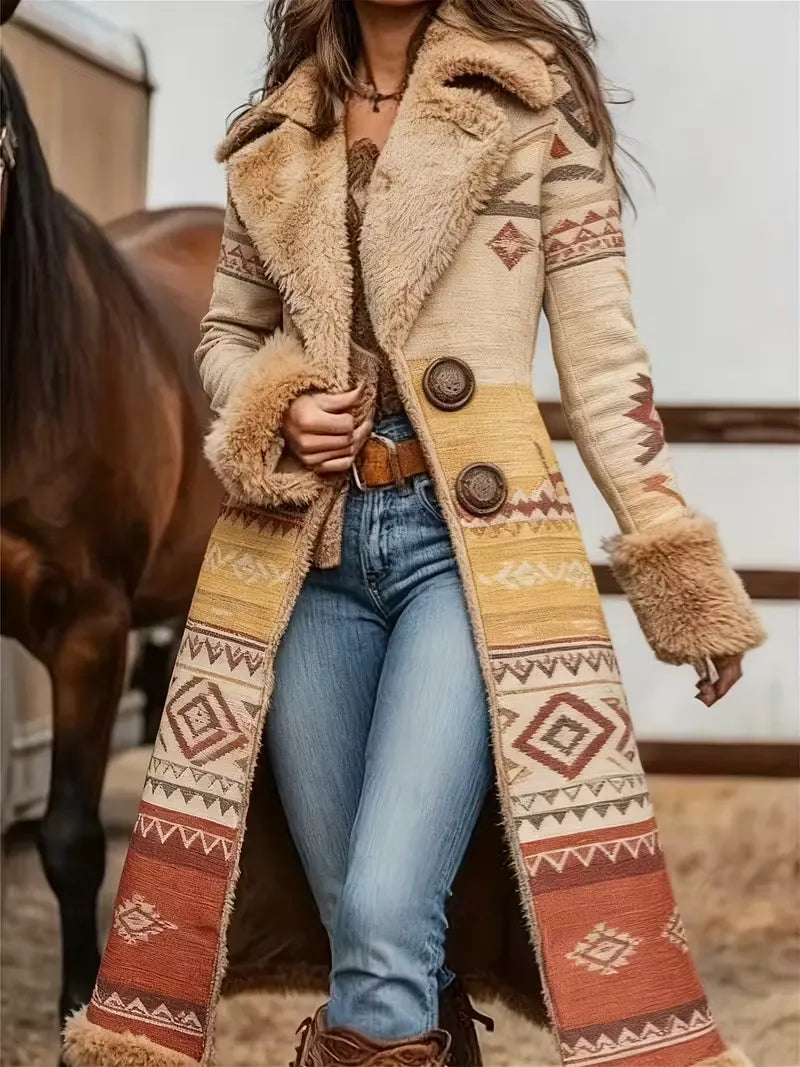 Denim Women's Western Retro Coat Plush Autumn And Winter Warm Coat