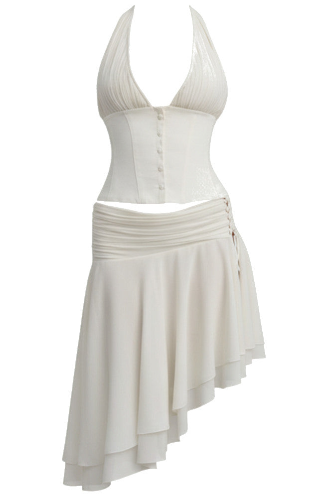 Halter A Line Two Piece Dress Ivory