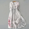 Retro Sakura Bloom Graphics Print Lace-Up Dress