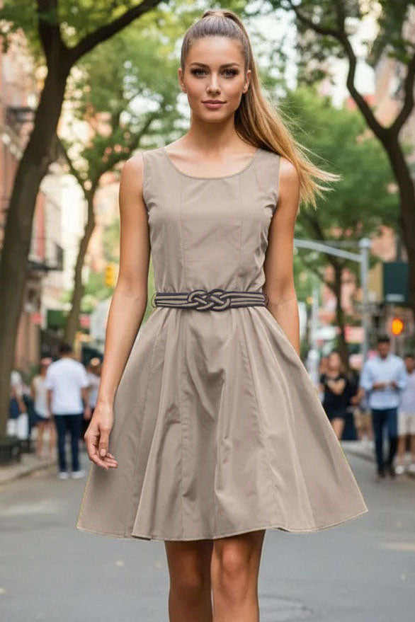 Flare Dress with Twisted Rope Belt
