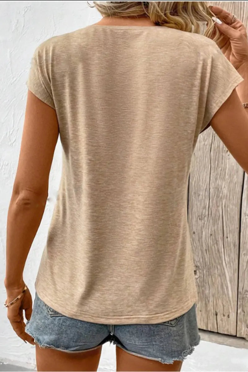 Women's Casual V Neck Short Sleeve Loose T-Shirt