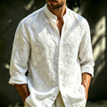 Men's Vintage Floral Art Linen Shirt