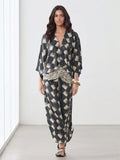 Casual Abstract Plaid Print Kimono Sleeve Maxi Dress