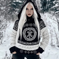 Viking Tribal Celtic Cable Knit Hooded Sweater