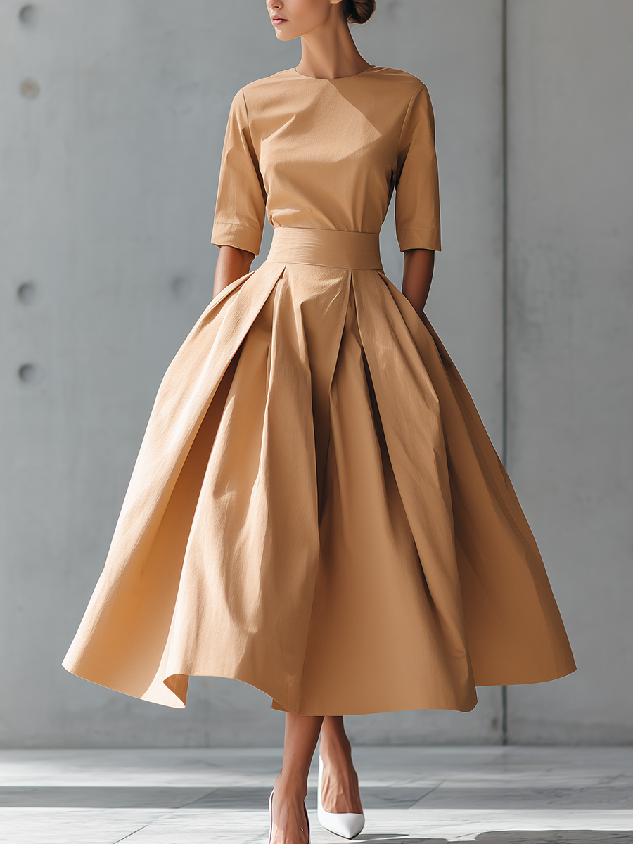 Women's Structured Cotton-Blend Maxi Dress