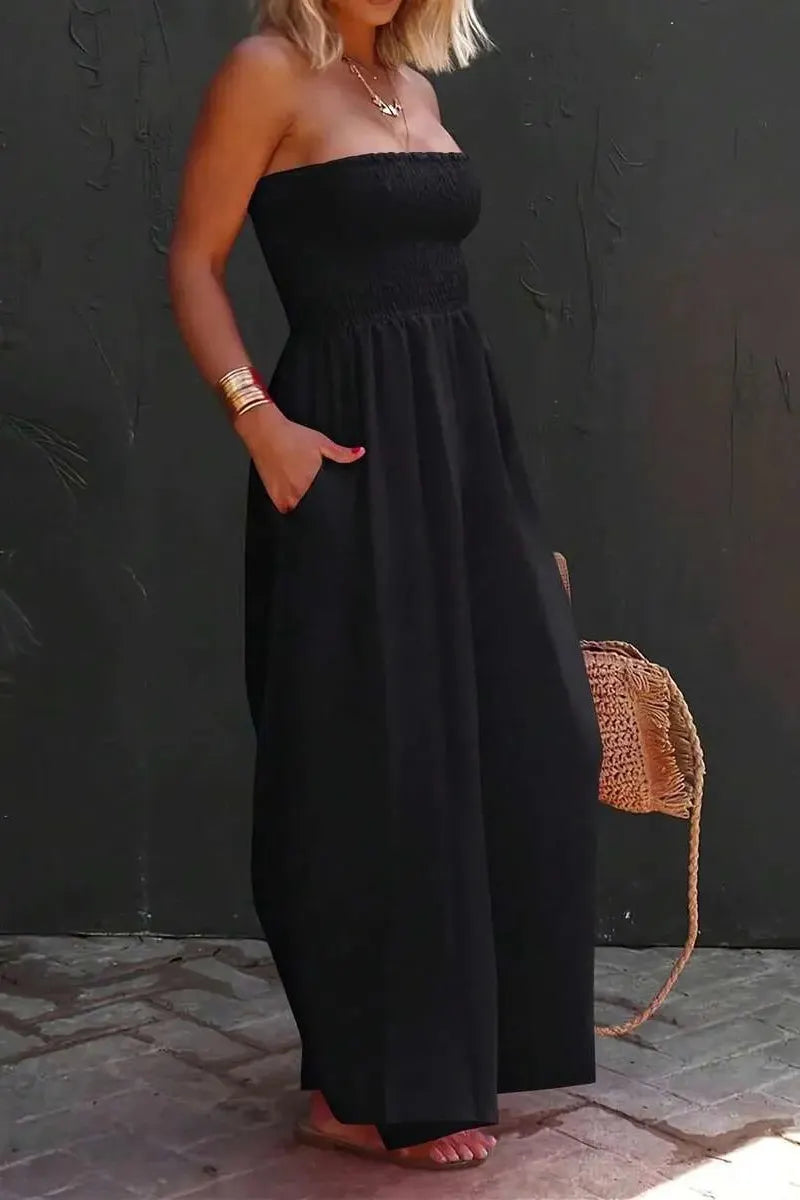 Women's Casual Vacation Stretch Strapless Jumpsuits