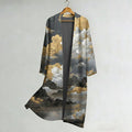 Men's Retro Japanese Landscape Print Linen Long Kimono