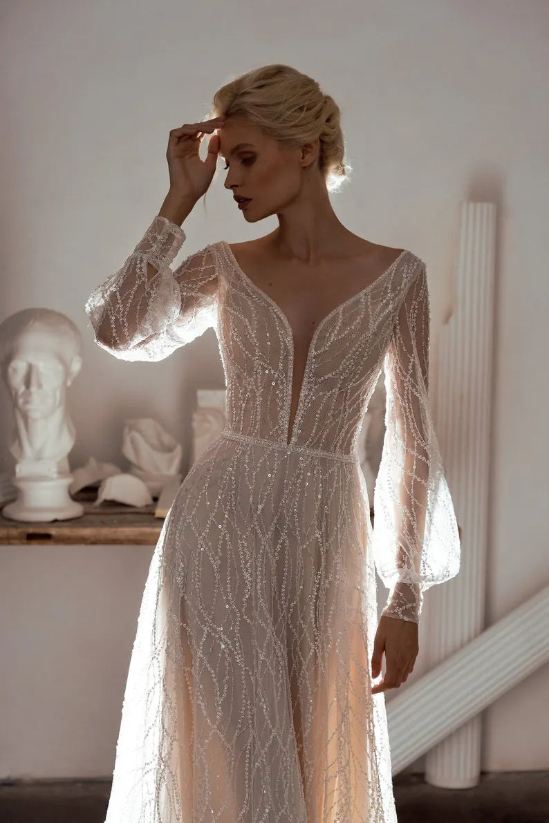 boho summer beach long ivory bride bridal wedding dress plus size adjustable brilliant bridal lace a line tulle open wedding unique bohemian