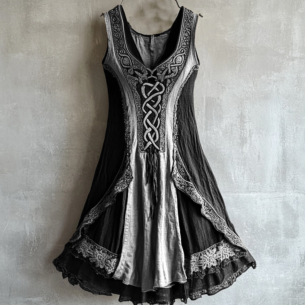 Viking Tribal Celtic Knot Lace Art Linen Tank Dress