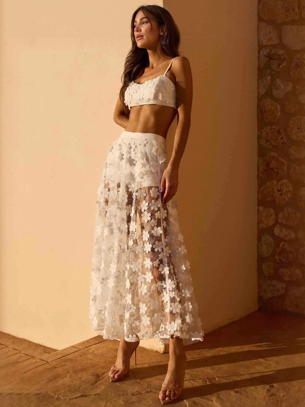 Exquisite Lace Embroidered Skirt Two-piece Set