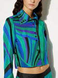 Unique Rainbow Print Cropped Shirt