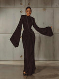 Gothic Style High Neck Dramatic Sleeves Maxi Dress