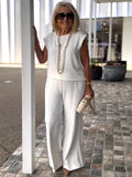 Two-piece Set Sleeveless Casual Elastic Daily Set